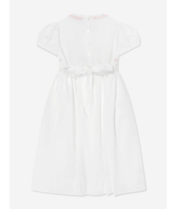 Sarah Louise Girls Hand Smocked Flower Dress in Ivory Paris Déstockage Promo