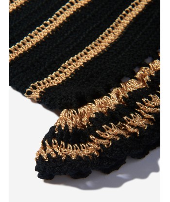 Nessi Byrd Girls Frilly Crocheted Yulia Skirt in Black est présent 