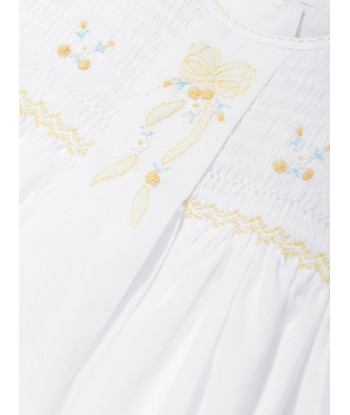 Sarah Louise Baby Girls Embroidered Dress in White Jusqu'à 80% De Réduction