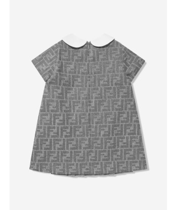 Fendi Baby Girls Wool FF Logo Dress in Grey Jusqu'à 80% De Réduction