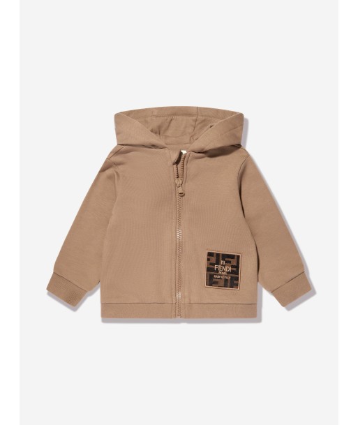 Fendi Baby Logo Patch Zip Up Top in Beige offre 