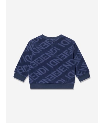 Fendi Baby Boys Logo Sweatshirt in Blue de technologie