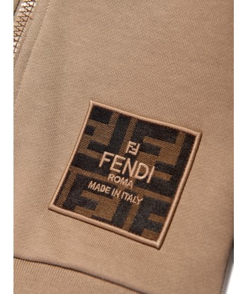 Fendi Baby Logo Patch Zip Up Top in Beige offre 