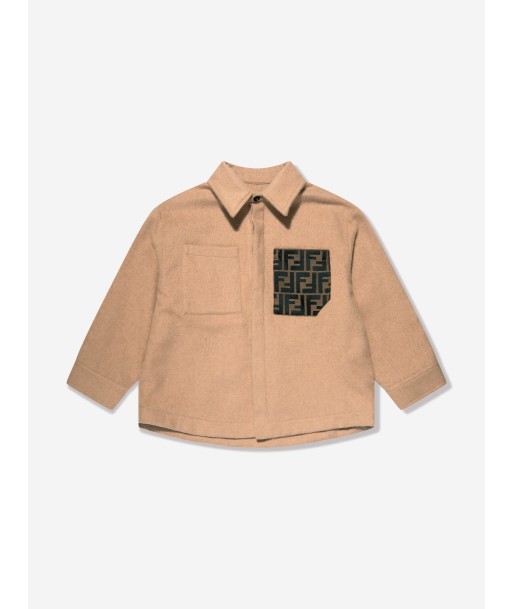 Fendi Boys FF Pocket Flannel Shirt in Beige la livraison gratuite