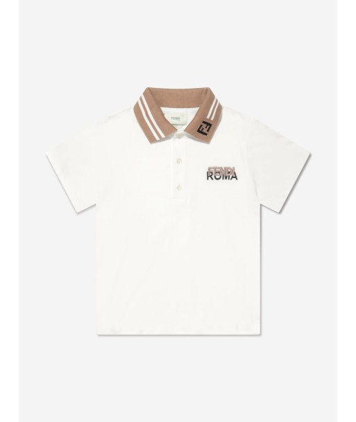 Fendi Boys Logo Polo Shirt in White Economisez 