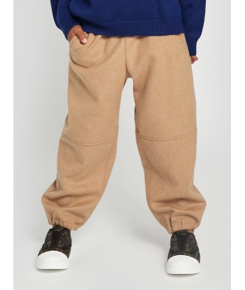 Fendi Boys FF Pocket Flannel Trousers in Beige le des métaux précieux