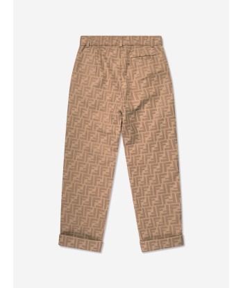 Fendi Boys FF Logo Trousers in Beige Pour