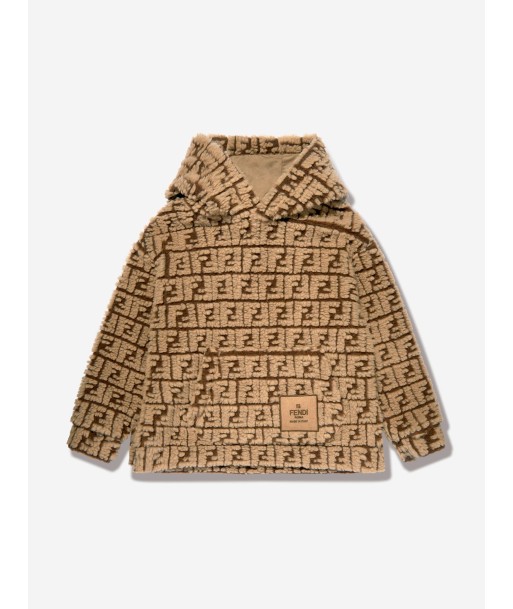 Fendi Kids FF Teddy Wool Hoodie in Beige ou a consommer sur place