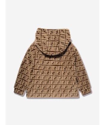 Fendi Kids FF Teddy Wool Hoodie in Beige ou a consommer sur place