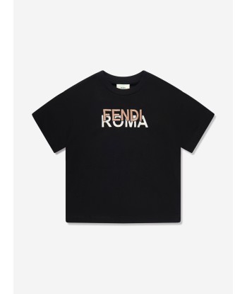 Fendi Kids Logo T-Shirt in Black Par le système avancé 