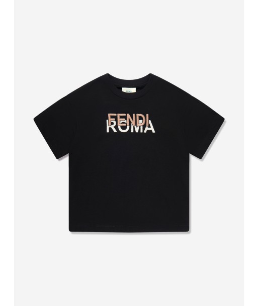 Fendi Kids Logo T-Shirt in Black Par le système avancé 