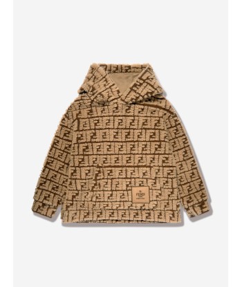 Fendi Kids FF Teddy Wool Hoodie in Beige ou a consommer sur place