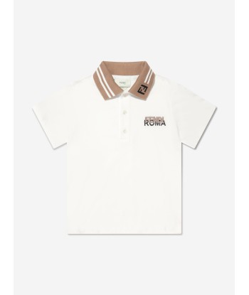 Fendi Boys Logo Polo Shirt in White Economisez 