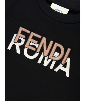 Fendi Kids Logo T-Shirt in Black Par le système avancé 