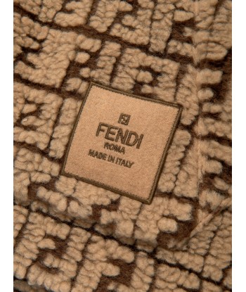 Fendi Kids FF Teddy Wool Hoodie in Beige ou a consommer sur place