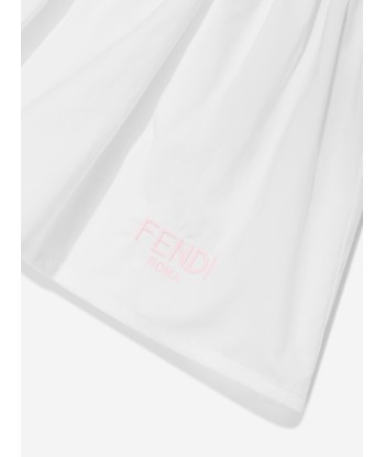 Fendi Baby Girls Cotton Skirt in White pas cher