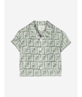 Fendi Baby Boys Linen Logo Shirt in Green 50% de réduction en Octobre 2024