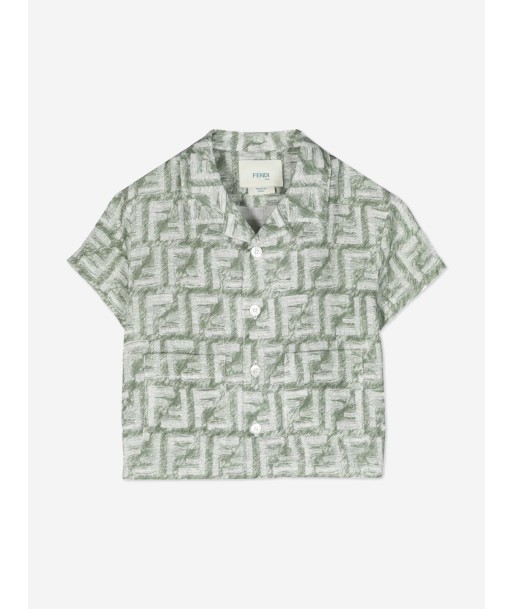 Fendi Baby Boys Linen Logo Shirt in Green 50% de réduction en Octobre 2024