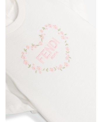 Fendi Baby Girls Heart Logo T-Shirt in White soldes