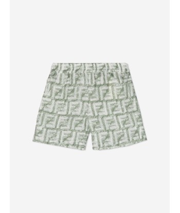 Fendi Baby Boys Linen Logo Shorts in Green votre