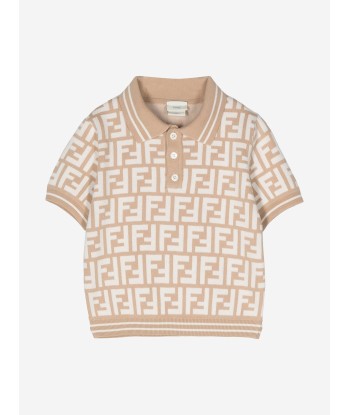 Fendi Baby Boys FF Knit Polo Shirt in Beige À commander