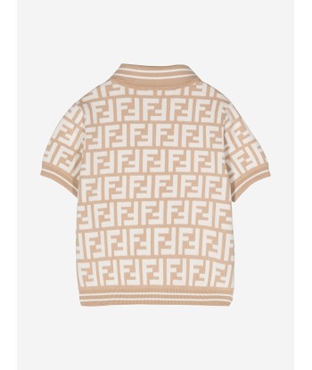 Fendi Baby Boys FF Knit Polo Shirt in Beige À commander