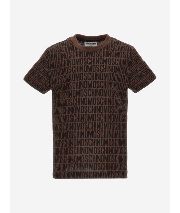 Moschino Kids All Over Logo T-Shirt in Brown online