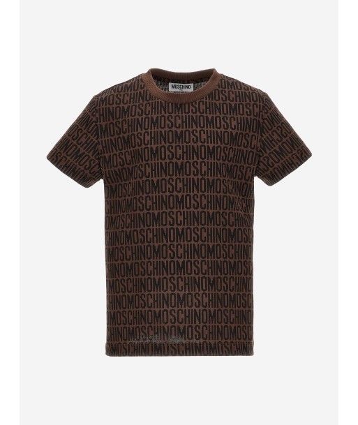 Moschino Kids All Over Logo T-Shirt in Brown online