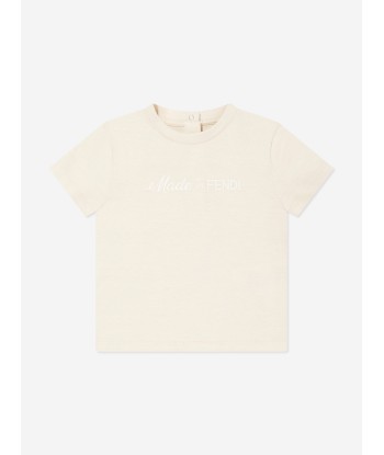 Fendi Baby Logo T-Shirt in Beige en ligne des produits 