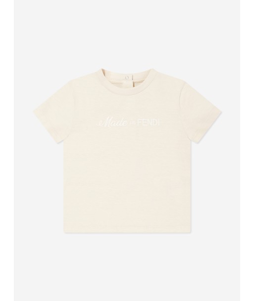 Fendi Baby Logo T-Shirt in Beige en ligne des produits 