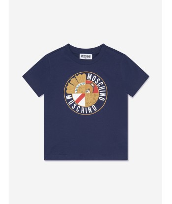 Moschino Boys Logo T-Shirt in Navy destockage