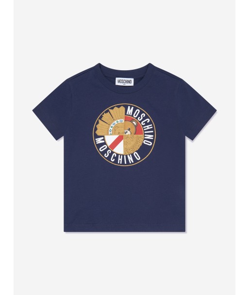 Moschino Boys Logo T-Shirt in Navy destockage