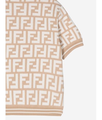 Fendi Baby Boys FF Knit Polo Shirt in Beige À commander