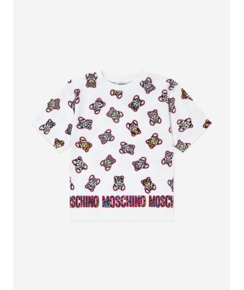 Moschino Girls Teddy Maxi T-Shirt in White prix