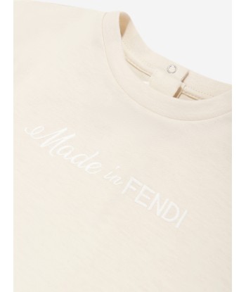 Fendi Baby Logo T-Shirt in Beige en ligne des produits 