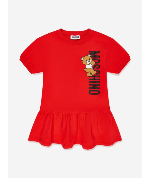 Moschino Girls Teddy Logo Jersey Dress in Red hantent personnes