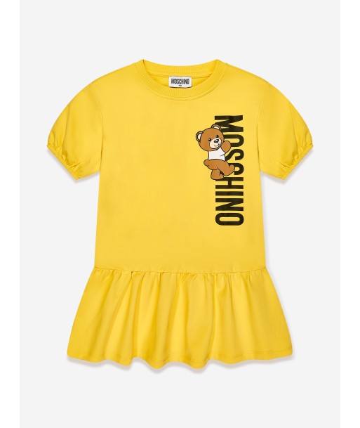 Moschino Girls Teddy Logo Jersey Dress in Yellow Découvrez la collection