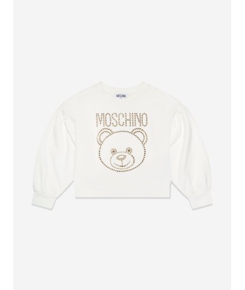 Moschino Girls Teddy Logo Sweatshirt in Ivory Venez découvrir notre 