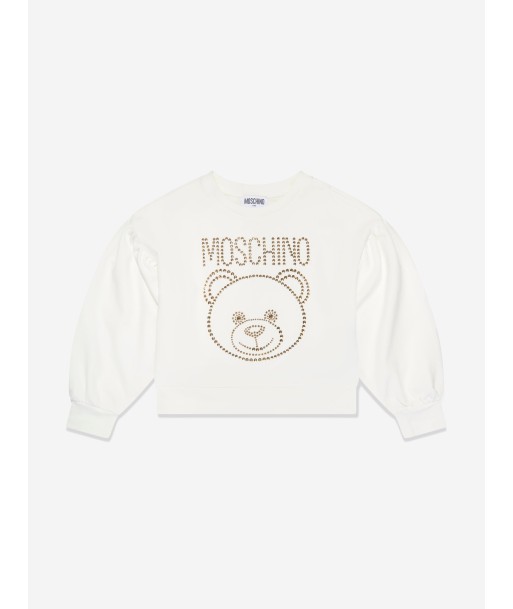 Moschino Girls Teddy Logo Sweatshirt in Ivory Venez découvrir notre 