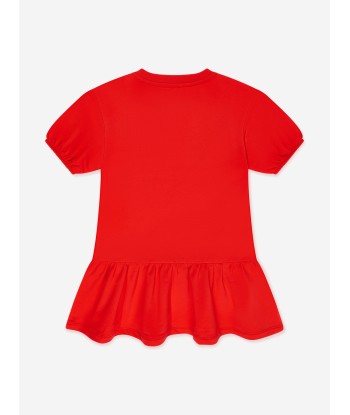 Moschino Girls Teddy Logo Jersey Dress in Red hantent personnes