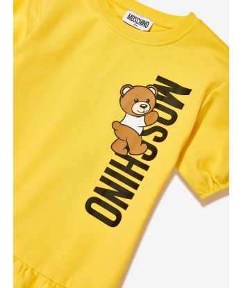 Moschino Girls Teddy Logo Jersey Dress in Yellow Découvrez la collection