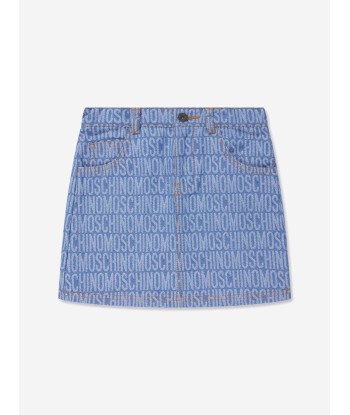 Moschino Girls Jacquard Logo Denim Skirt in Blue Le MVP de beaucoup