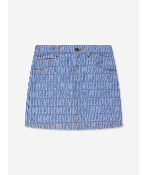 Moschino Girls Jacquard Logo Denim Skirt in Blue Le MVP de beaucoup