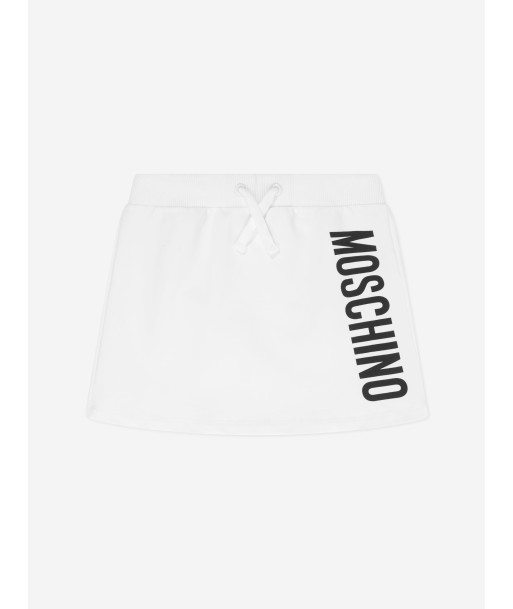 Moschino Girls Jersey Logo Skirt in White livraison et retour toujours gratuits