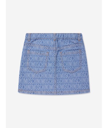 Moschino Girls Jacquard Logo Denim Skirt in Blue Le MVP de beaucoup