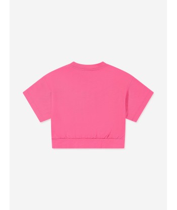 Moschino Girls Necklace Print Sweater Top in Pink sur le site 