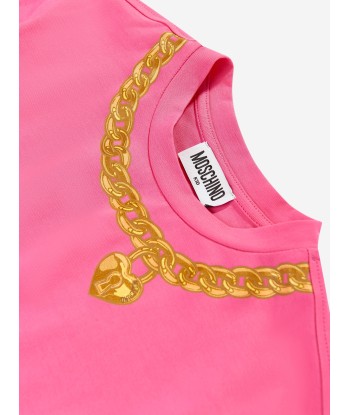 Moschino Girls Necklace Print Sweater Top in Pink sur le site 