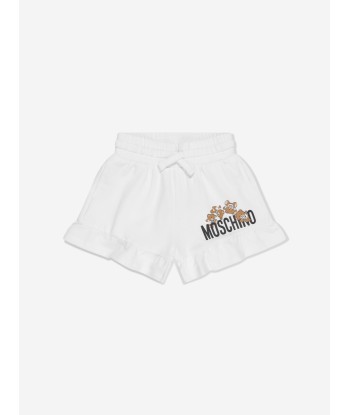 Moschino Girls Teddy Logo Shorts in White Fin de série