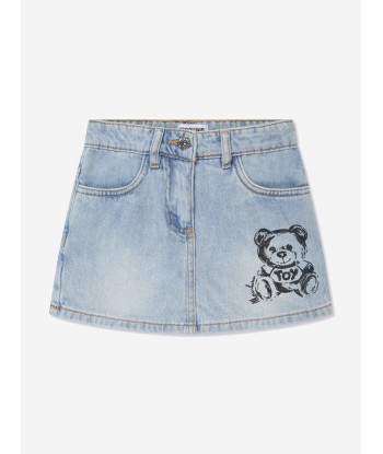 Moschino Girls Teddy Denim Skort in Blue meilleur choix