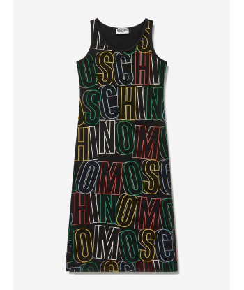 Moschino Girls Maxi Logo Dress in Black en ligne des produits 